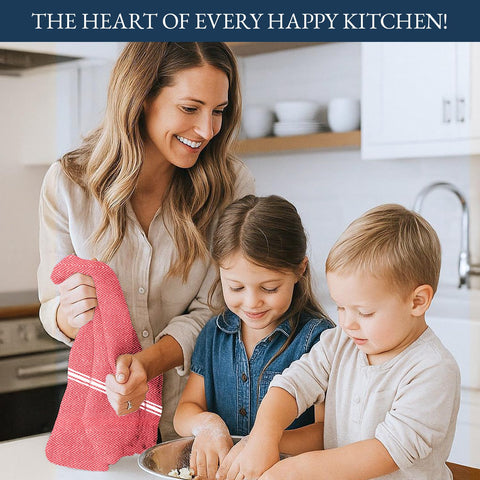 Lane Linen striped design towels add elegance to kitchen drying