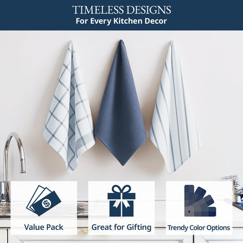 Lane Linen stripe-design towels adding elegant kitchen style