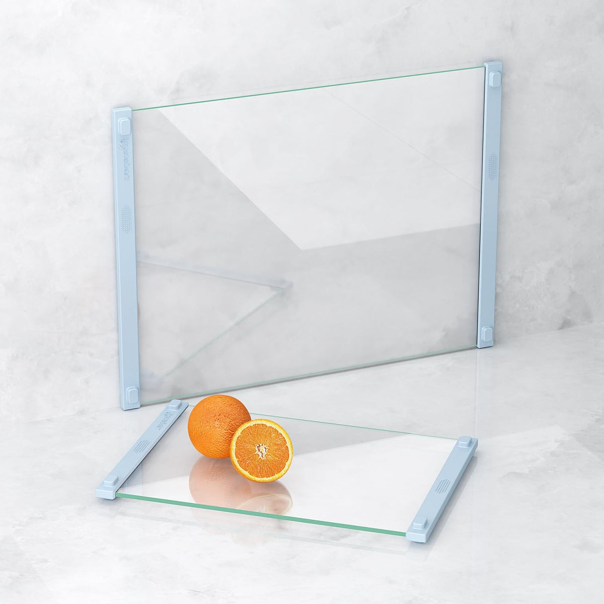 LANGBOHOS 2-piece blue glass cutting boards with stable chopping surface