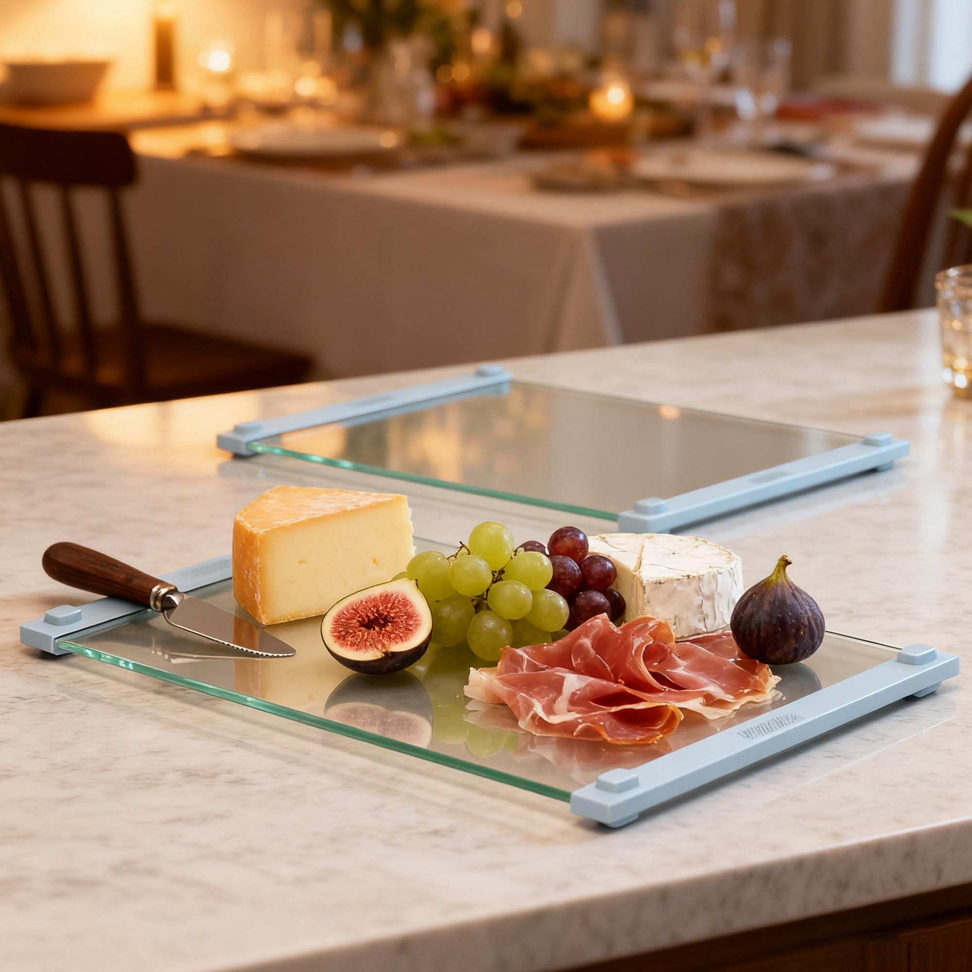 LANGBOHOS blue 12x8 glass board for compact prep tasks