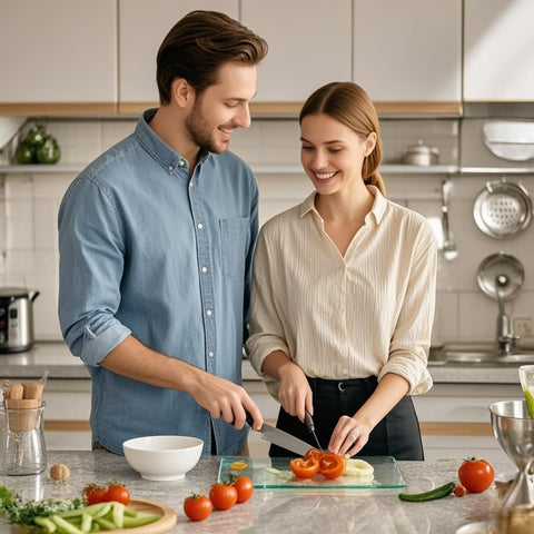LANGBOHOS clear cutting board on countertop shows unobtrusive, clean look.