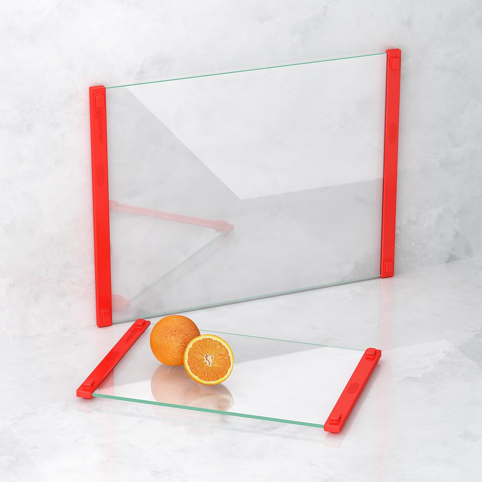 LANGBOHOS 12x16 red glass cutting board with silicone grip for stable chopping