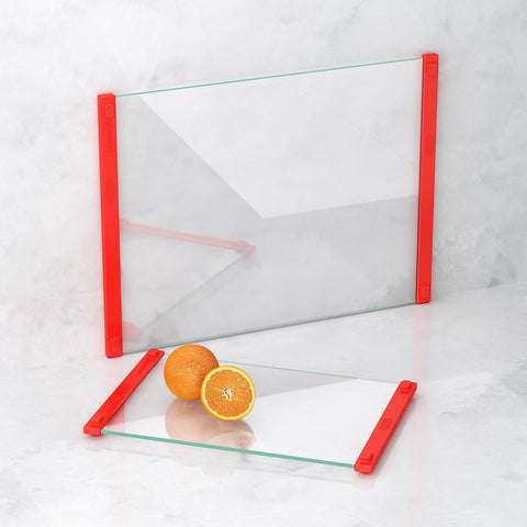 LANGBOHOS 12x16 red glass cutting board with silicone grip for stable chopping