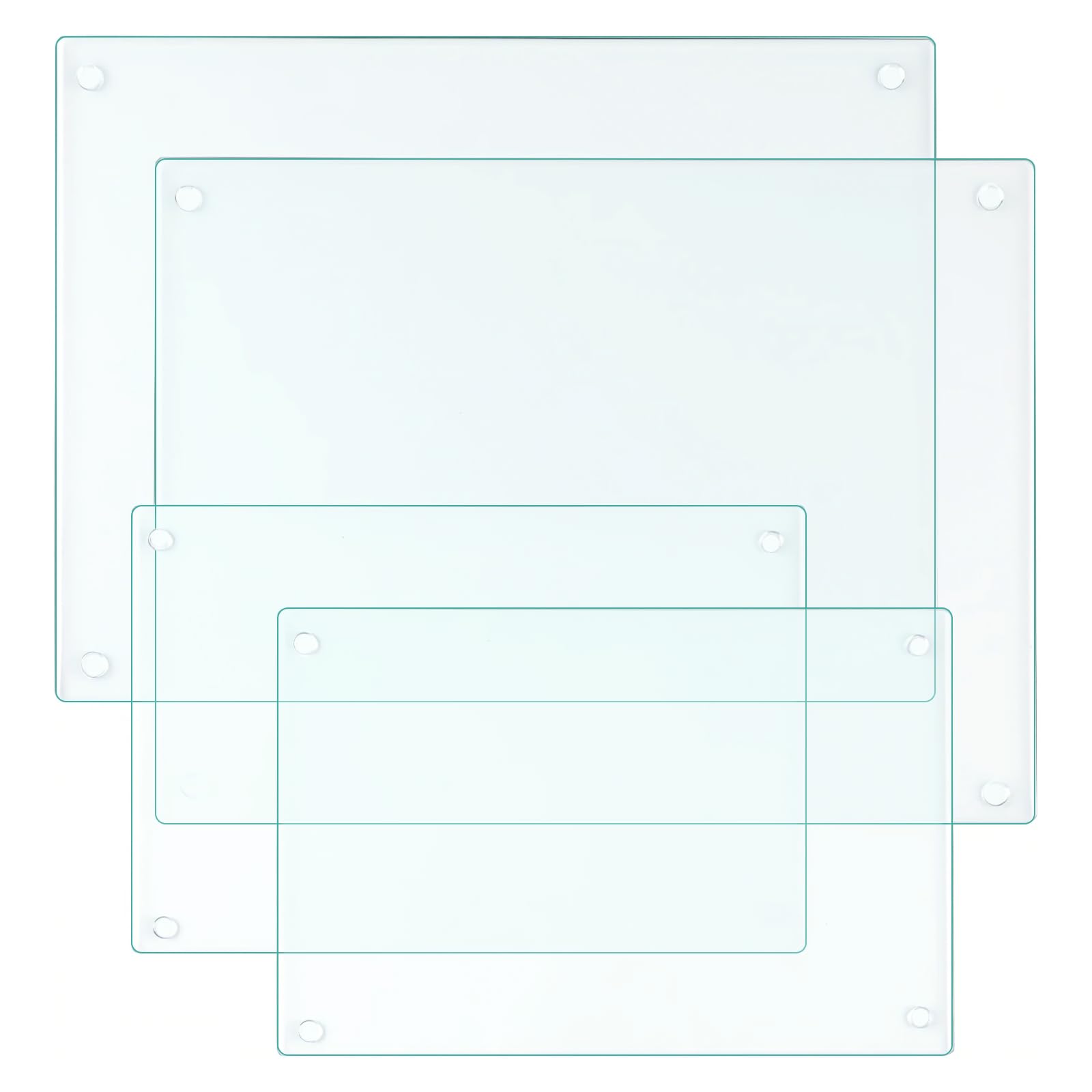 LANGBOHOS large 16x12 tempered glass cutting boards with clear surface and dishwasher-safe use.