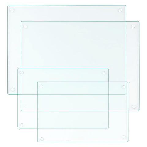LANGBOHOS large 16x12 tempered glass cutting boards with clear surface and dishwasher-safe use.