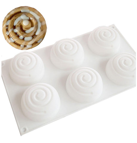 Langjitianya cinnamon bun silicone mold with 6 cavities for mini desserts