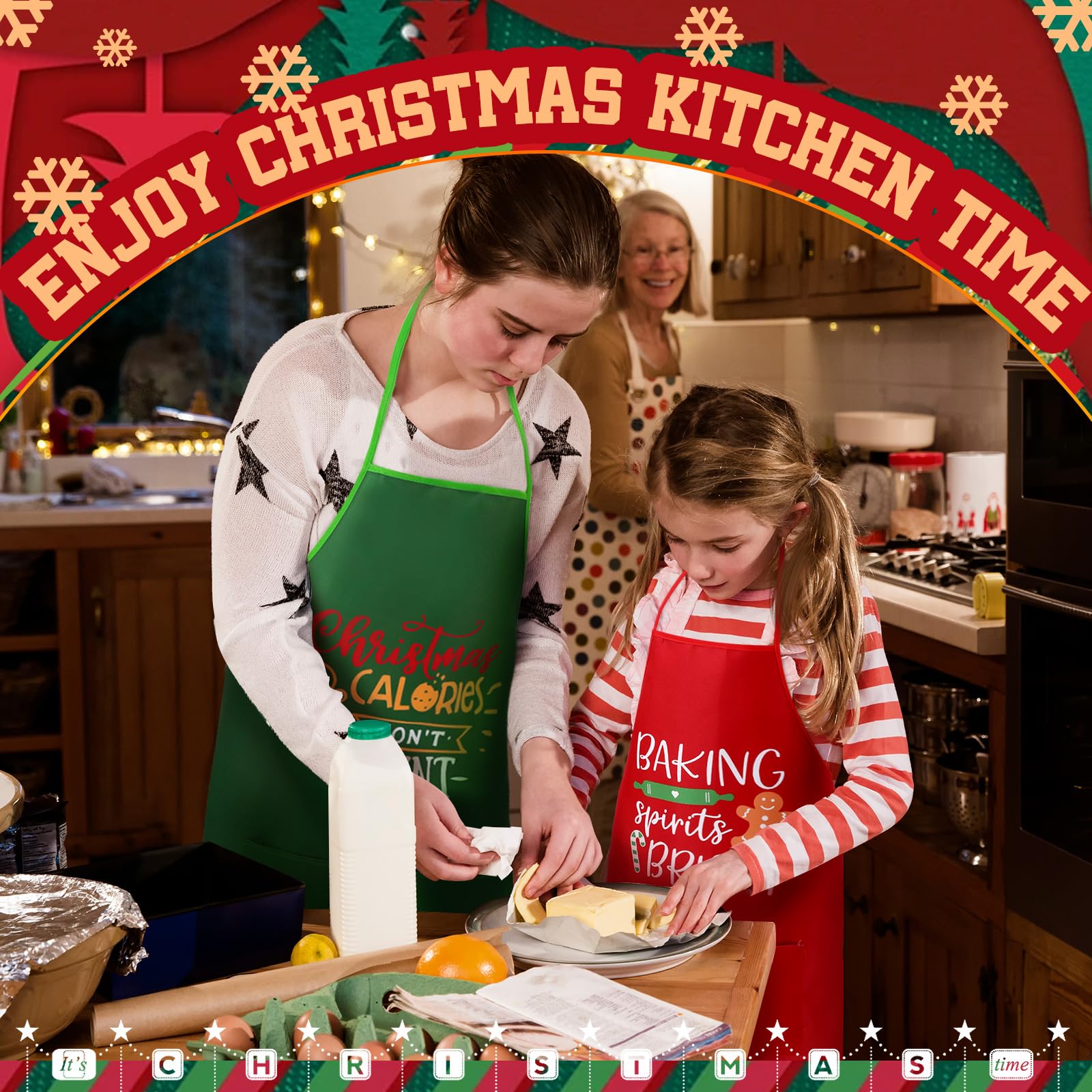 Langyiwee durable polyester apron resists fading for long holiday cooking seasons.