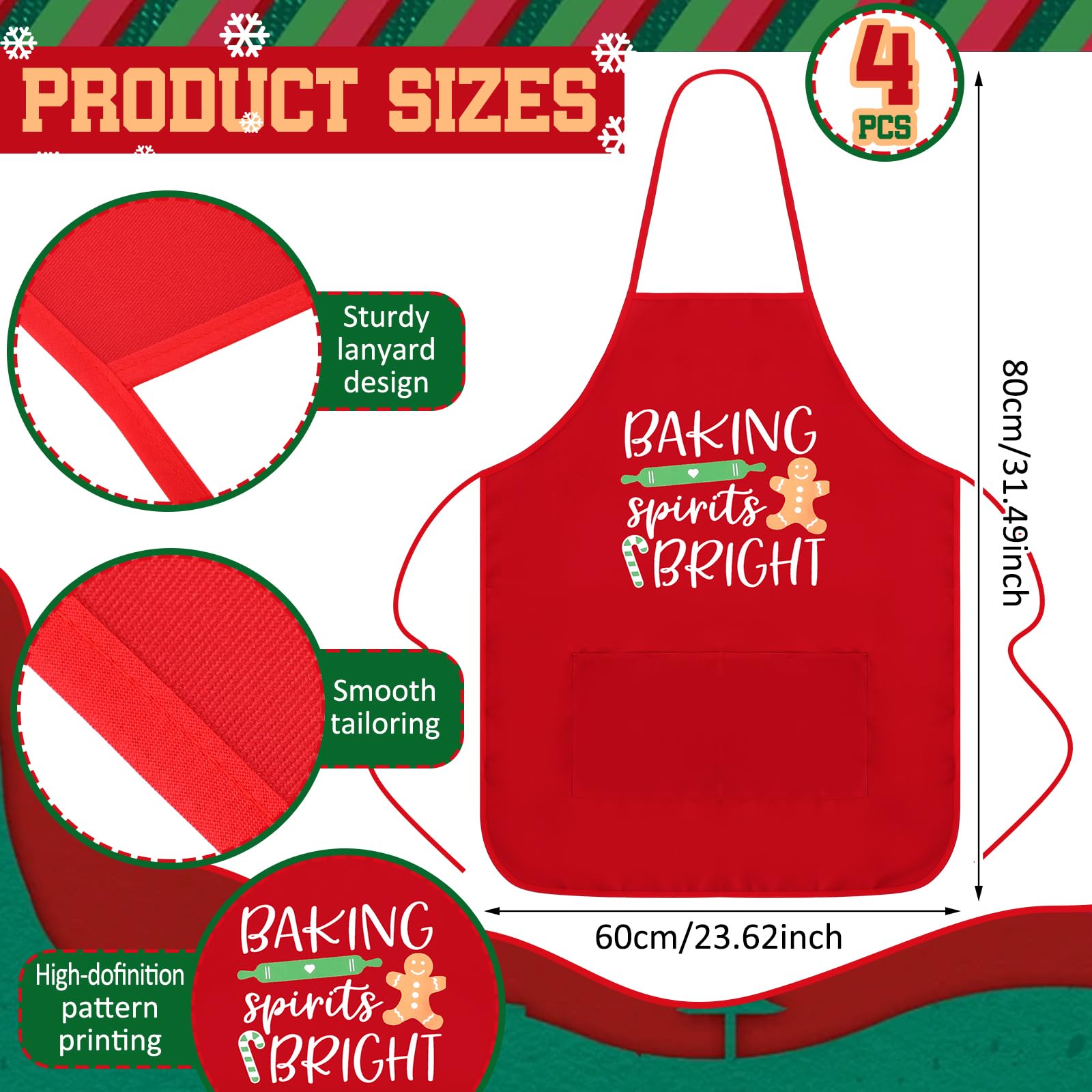 Langyiwee apron featuring Christmas hats, perfect for holiday cooking and party prep.