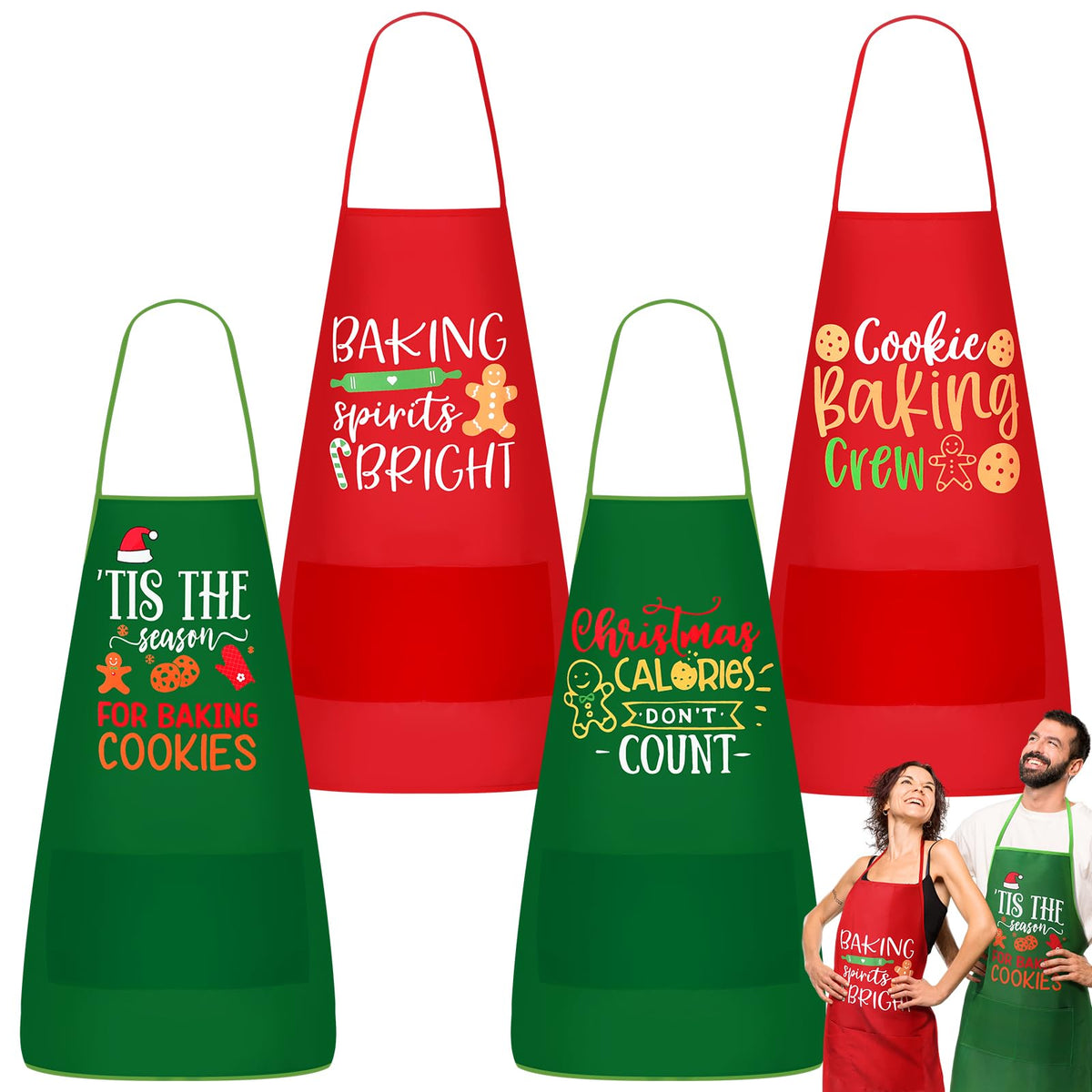 Langyiwee Christmas apron with gingerbread men for festive baking and mess protection.