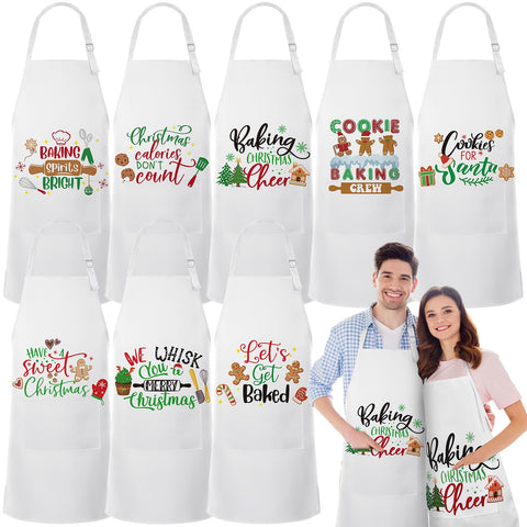 Langyiwee Christmas matching aprons with pockets for coordinated family baking