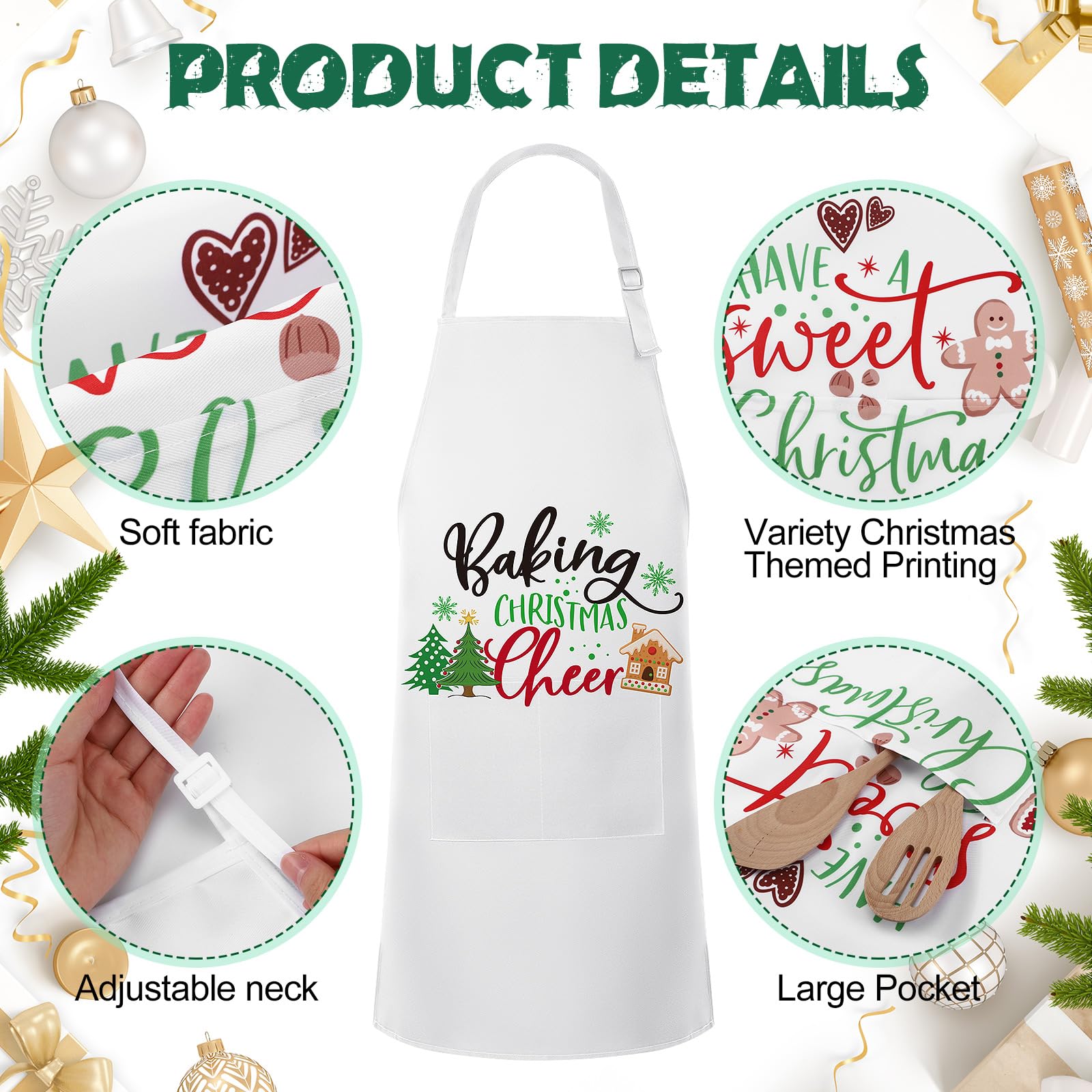 Langyiwee polyester Christmas aprons with large pockets for easy tool access