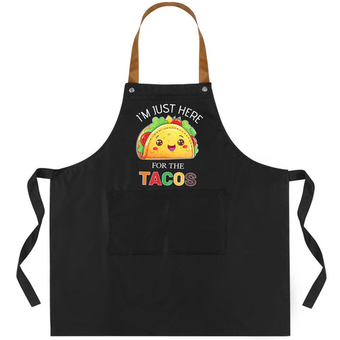 Langyiwee Taco Apron front view with bold black and yellow styling for lively cooking