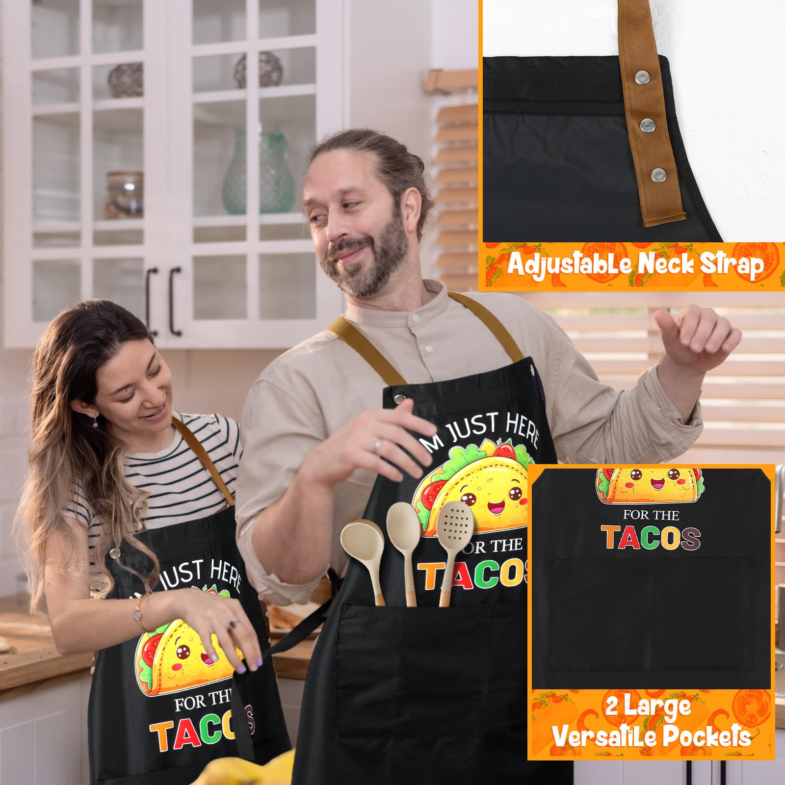 Langyiwee Taco Apron pocket design for easy utensil access during cooking