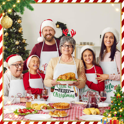 Langyiwee white background aprons featuring Christmas designs for lively cooking