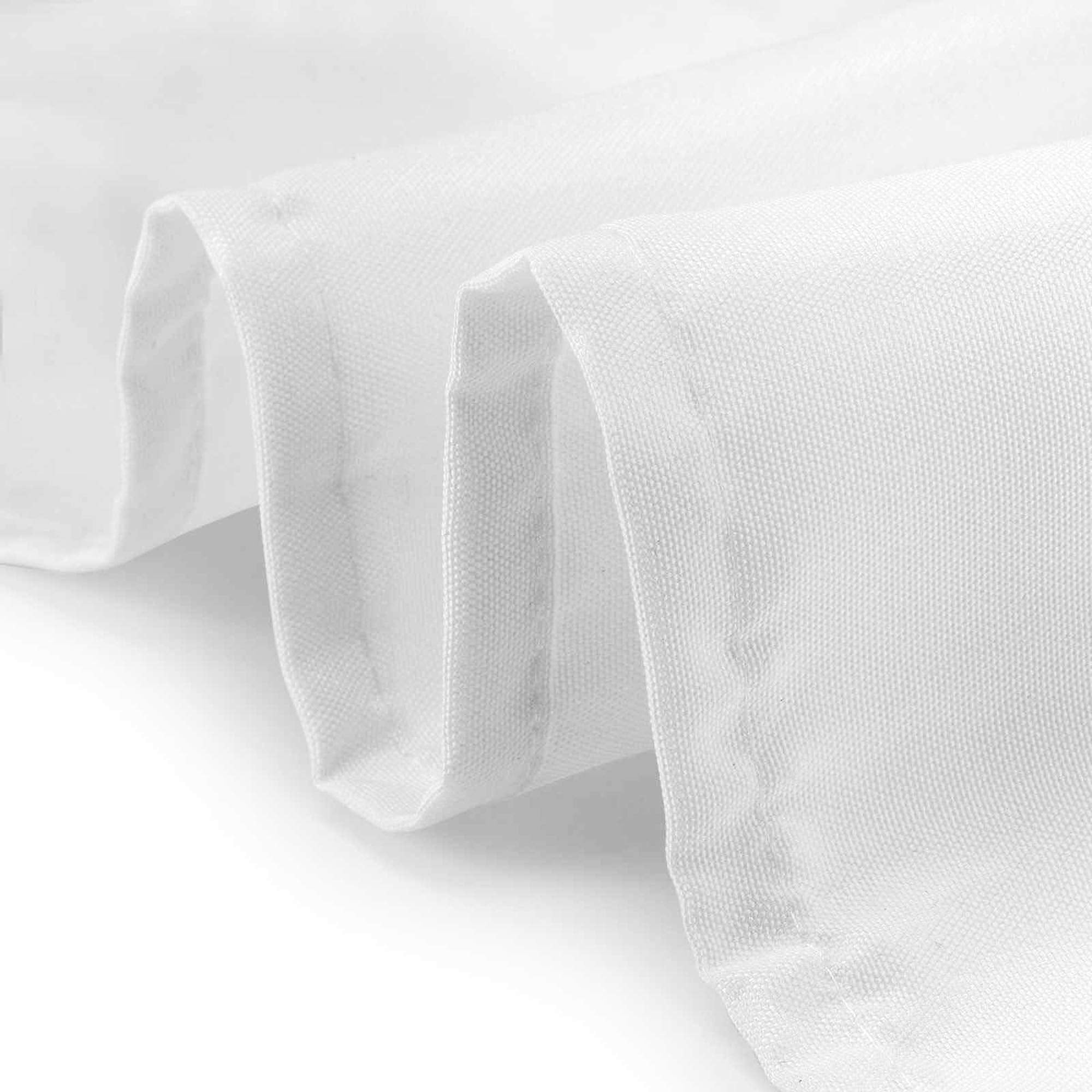 Lann's Linens tablecloth conceals under-table clutter for a clean presentation