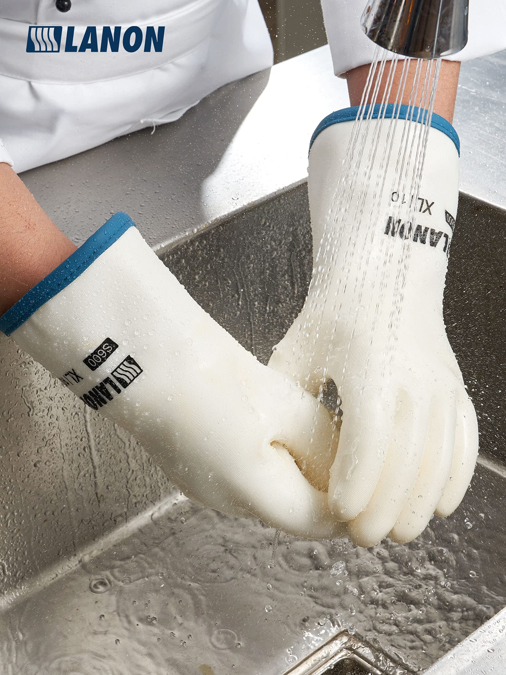 LANON easy-clean gloves resisting stains and grease during washing