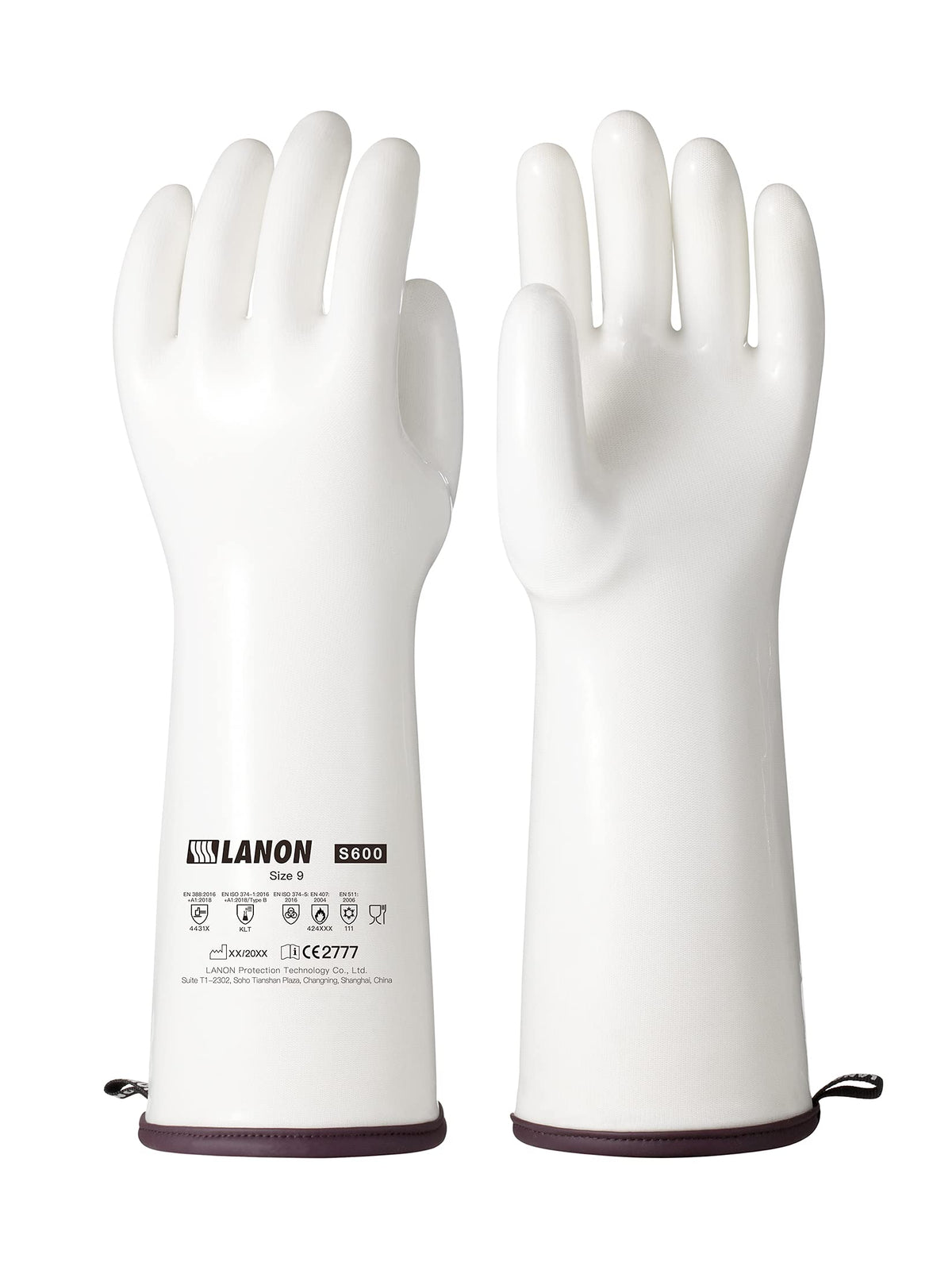 LANON Protection 15-inch silicone oven gloves, front view, heat resistance for oven handling.