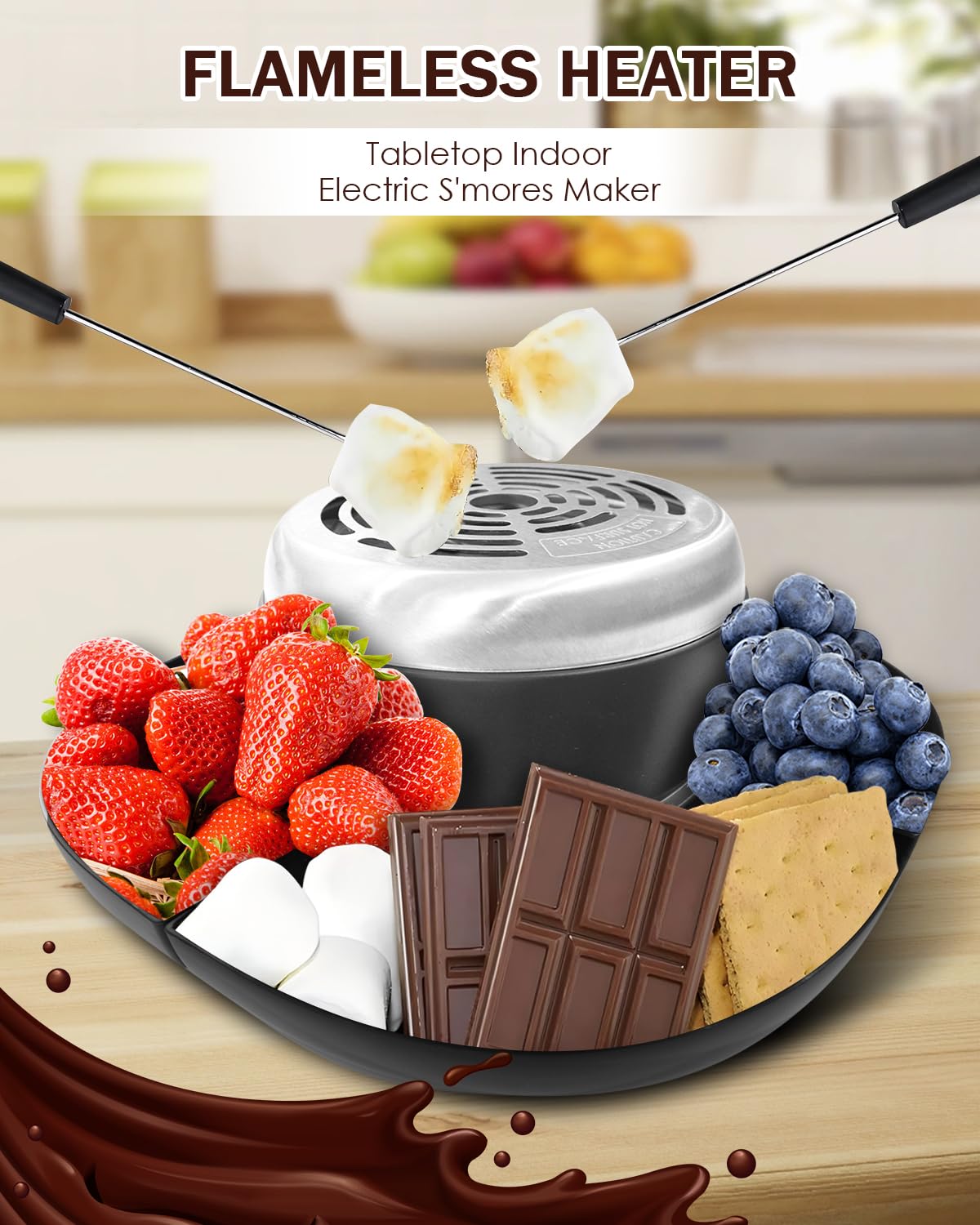 LANPRIL flameless heater delivers smokeless, safe s'mores on a tabletop.