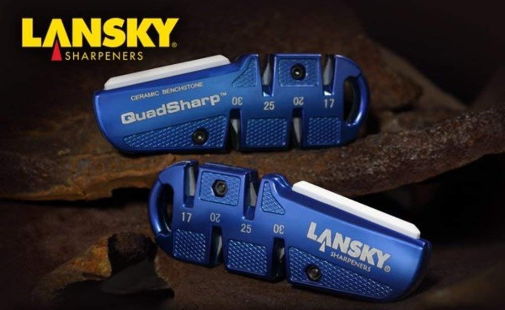 Compact design of Lansky QuadSharp Blue fits knives and tools easily