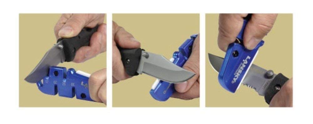 Rugged metal body of Lansky QuadSharp Blue withstands regular sharpening sessions