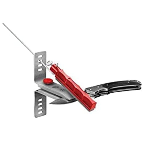 Lansky standard sharpening system blue 600-grit hone for frequent touch-ups.