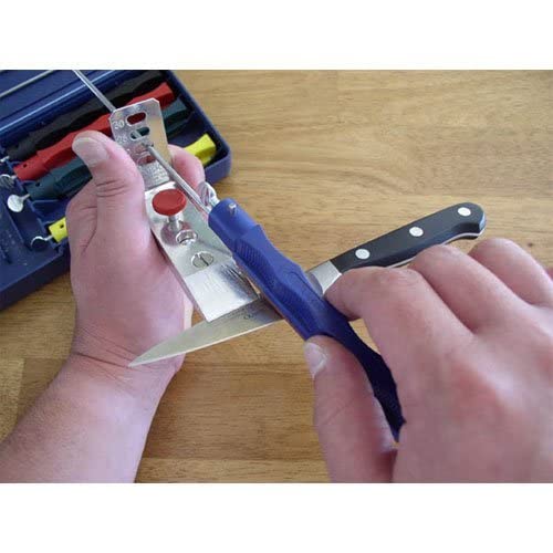 Lansky standard sharpening system green 280-grit hone for sharpening touch-ups.