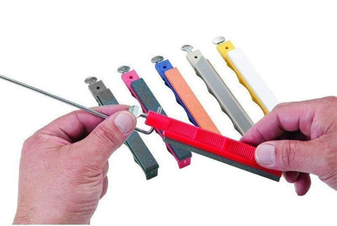 Lansky yellow holder product shot emphasizes durable stability during sharpening.