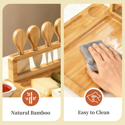 LANVIA bamboo board with subtle oil residue indicating protective finish