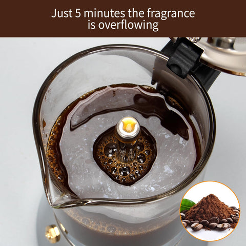 LAOION Moka Pot features a borosilicate glass body for durability and clear brewing.