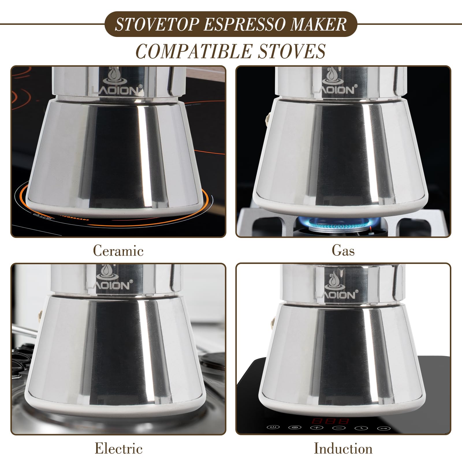 LAOION glass top and stainless steel body highlight durability and safety