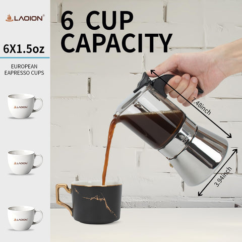 LAOION Moka Pot with induction-base ensures efficient heating on compatible stoves.