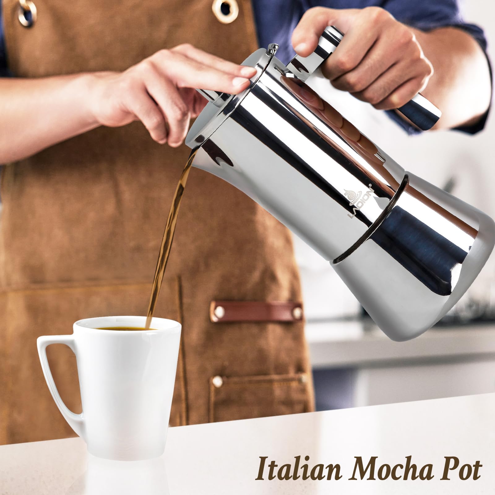 LAOION Stovetop Espresso Maker speeds up flavorful coffees for busy days.
