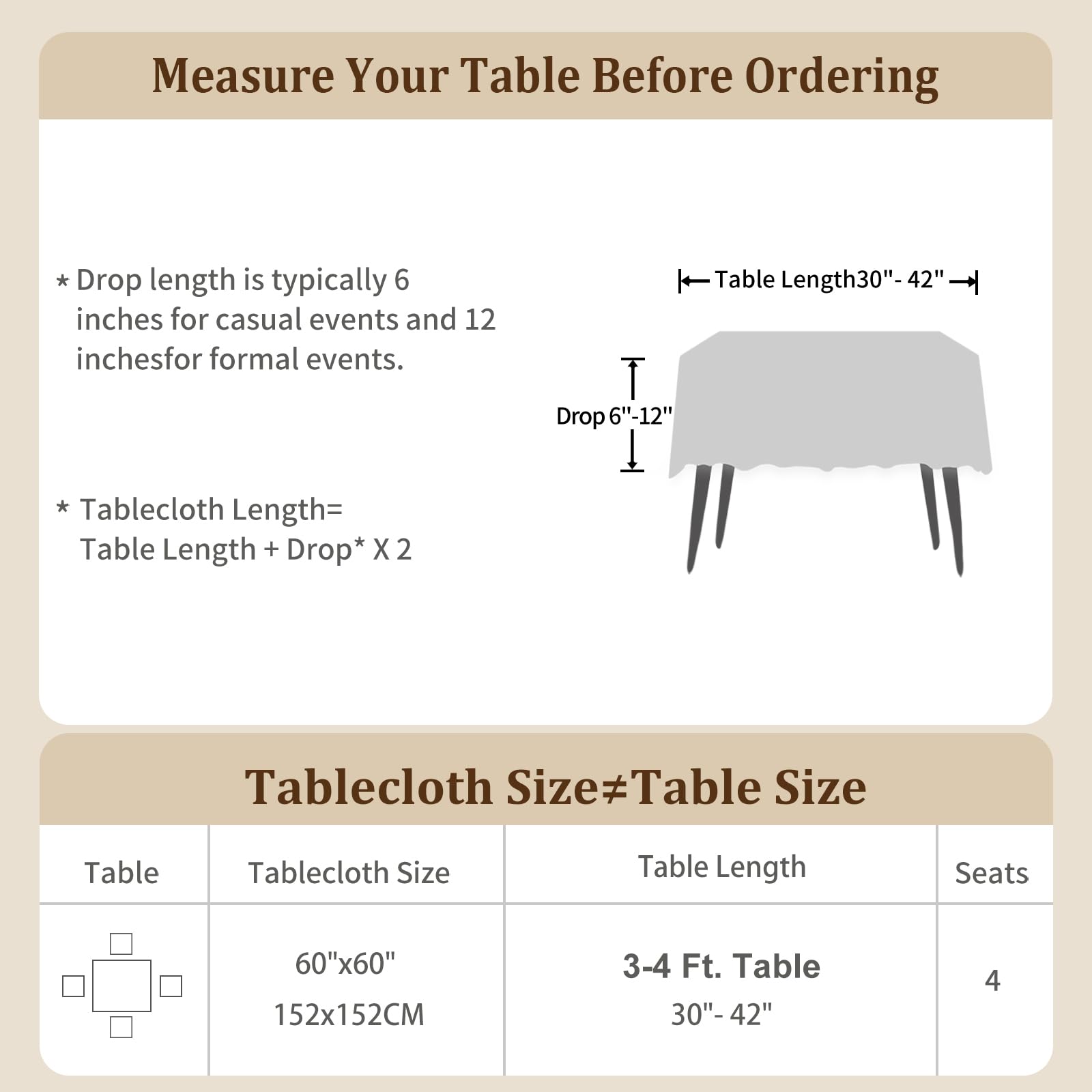 Laolitou 4-seat dining setup with square tablecloth in warm tones