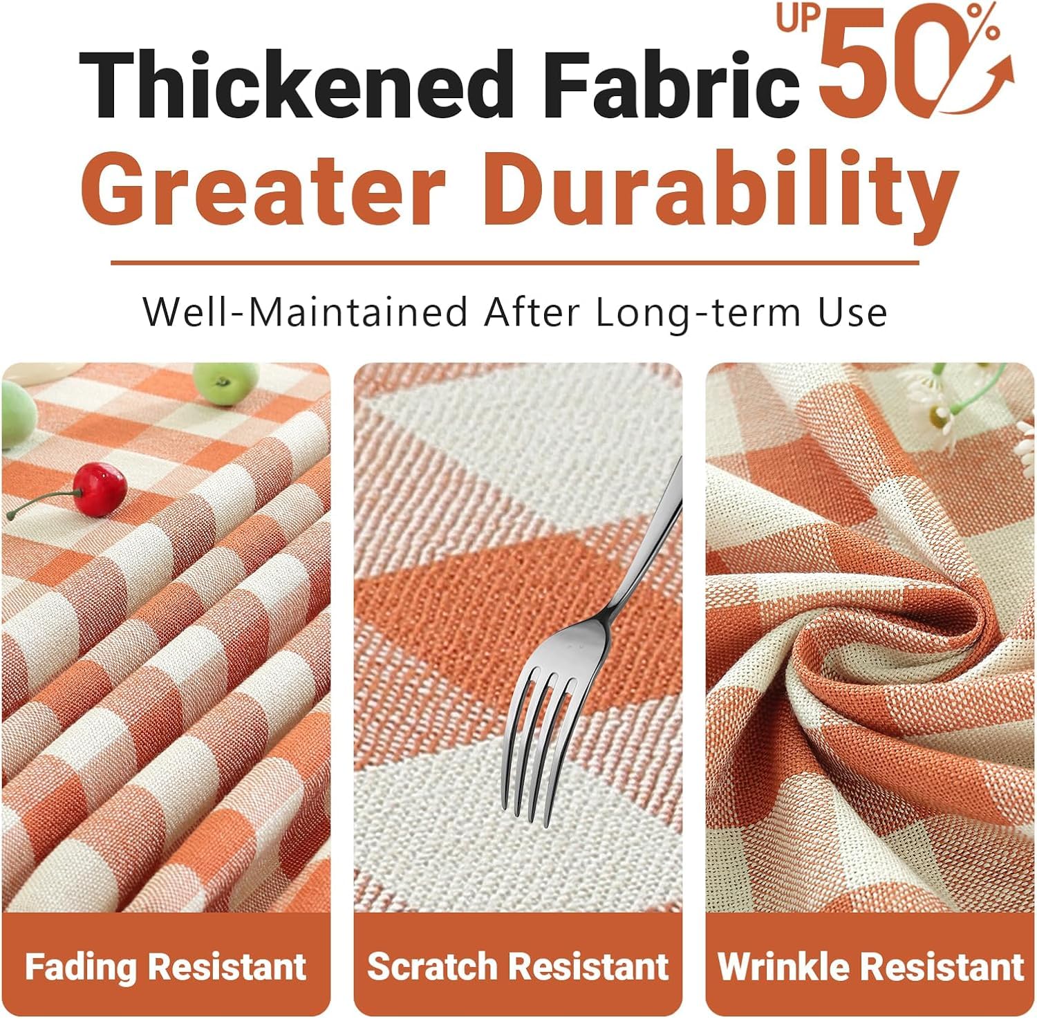 Laolitou durable tablecloth with wear-resistant fabric for long use
