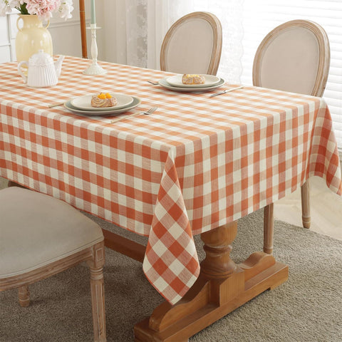 Laolitou buffalo plaid tablecloth on 60x60 table for fall gatherings