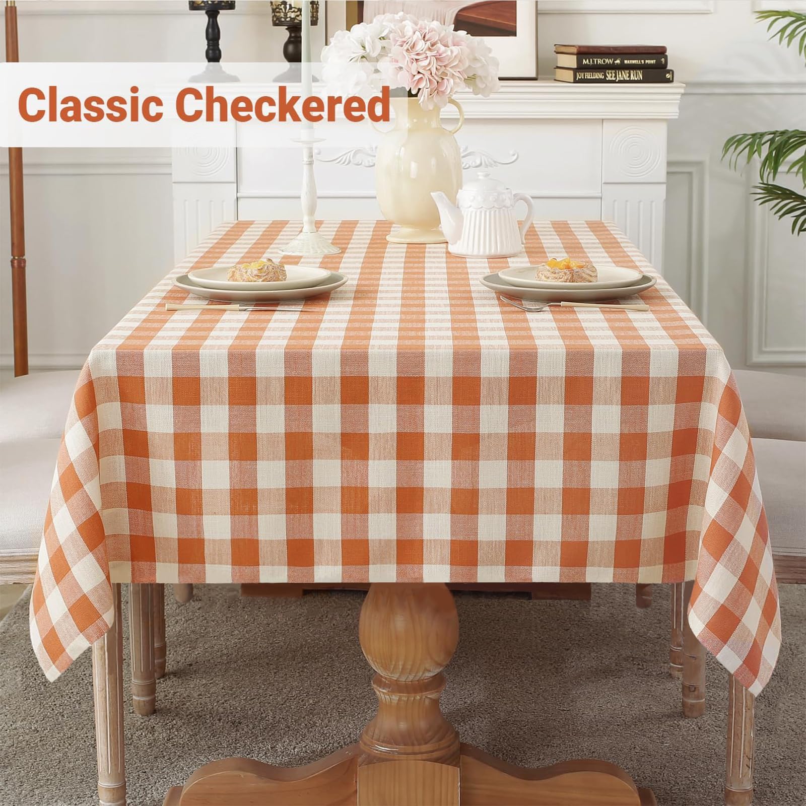 Laolitou gingham cotton-linen tablecloth offers durable everyday use