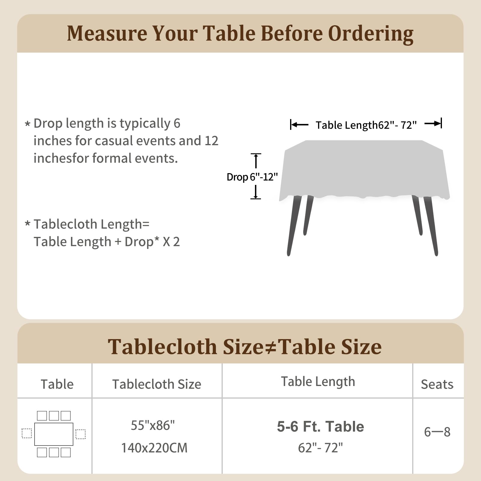 Laolitou indoor outdoor tablecloth suitable for dining rooms and patios.
