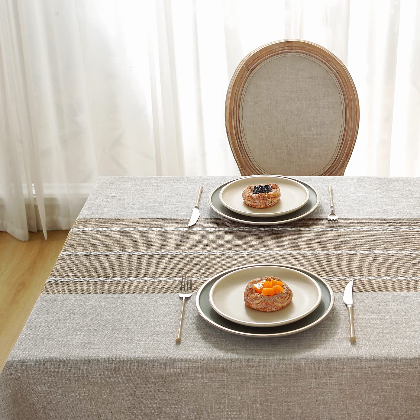 Laolitou rustic tablecloth featuring embroidered pattern for refined dining aesthetics