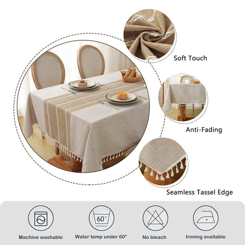 Laolitou rustic tablecloth in 55x70 rectangle perfect for 4-6 seat tables