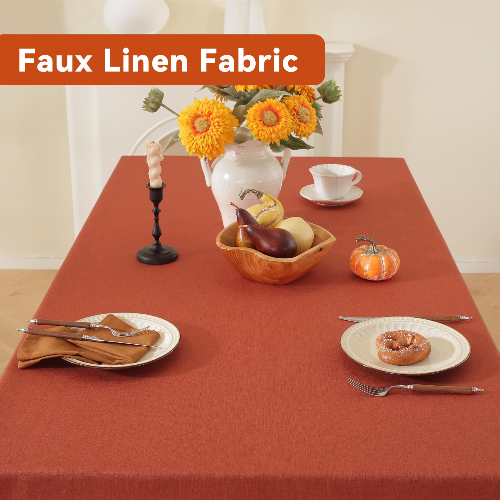Laolitou waterproof textured tablecloth protects surfaces from spills with durable fabric.