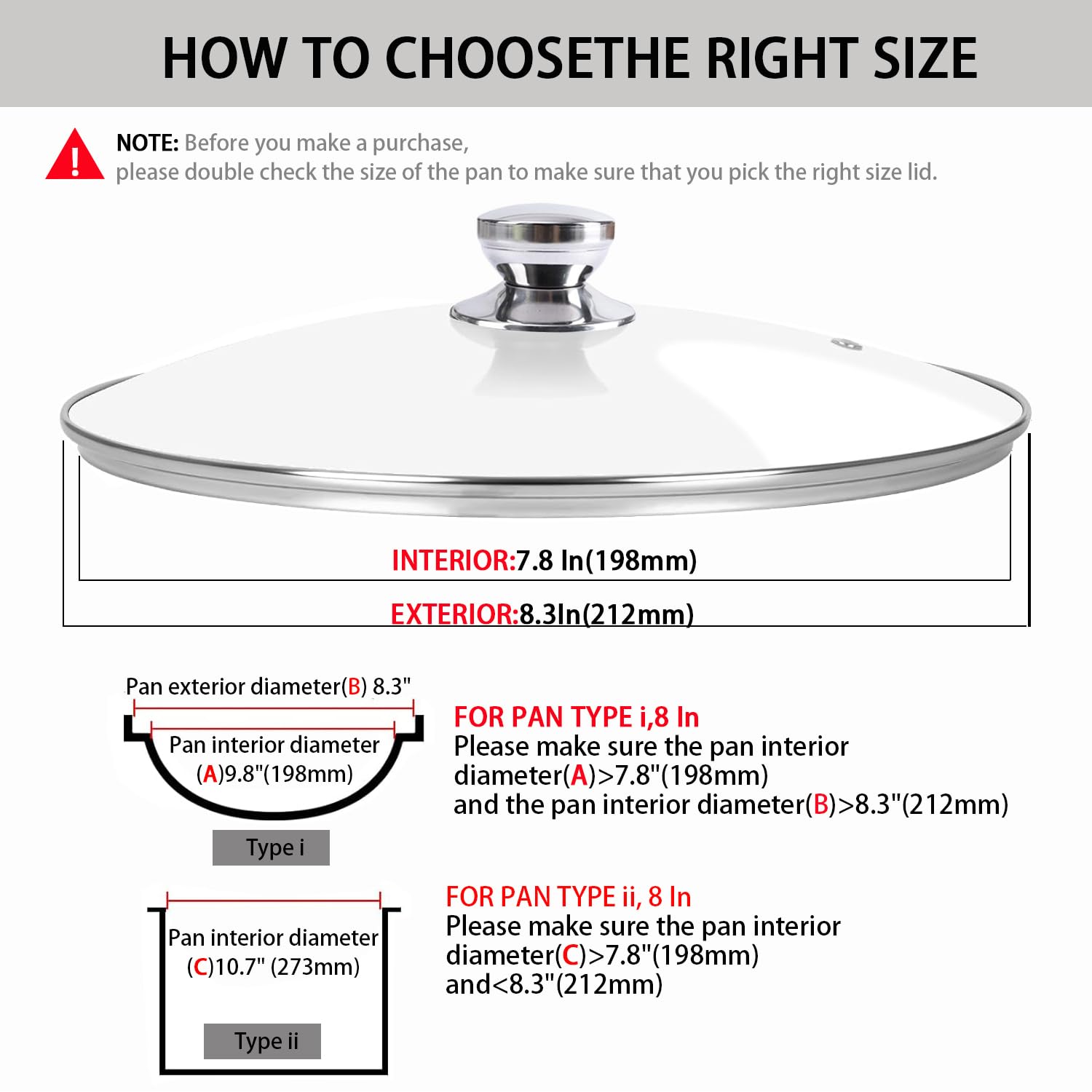 Laplad 8-Inch glass lid showing the stainless steel rim for a tight seal