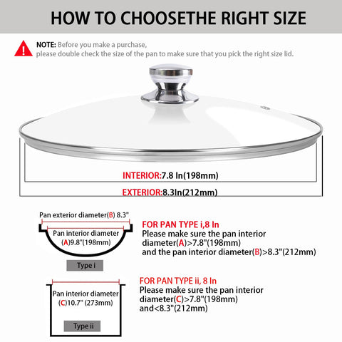 Laplad 8-Inch glass lid showing the stainless steel rim for a tight seal