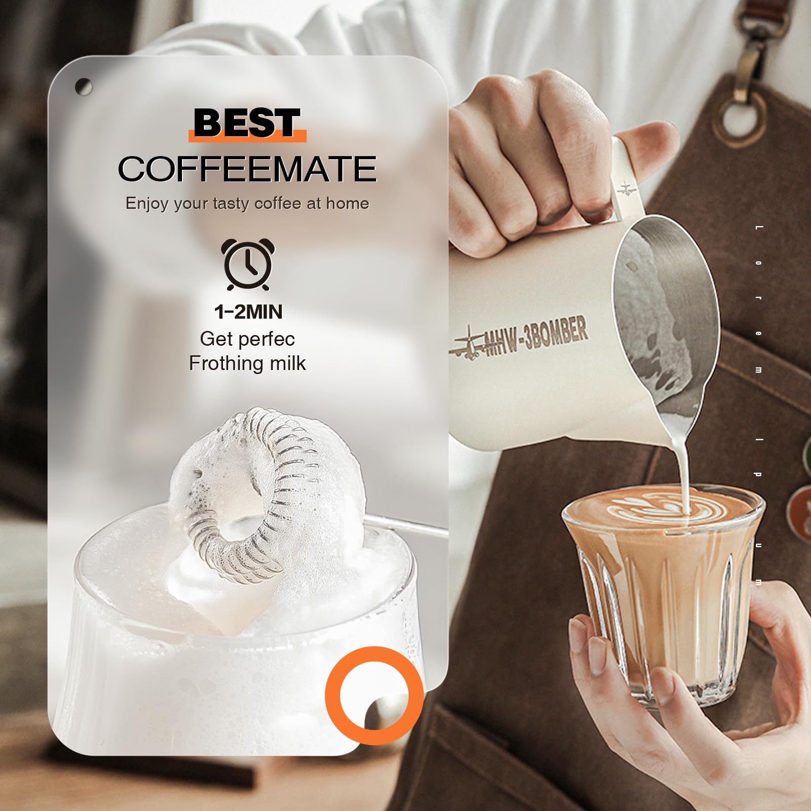 Laposso frother low-noise motor for quiet home use