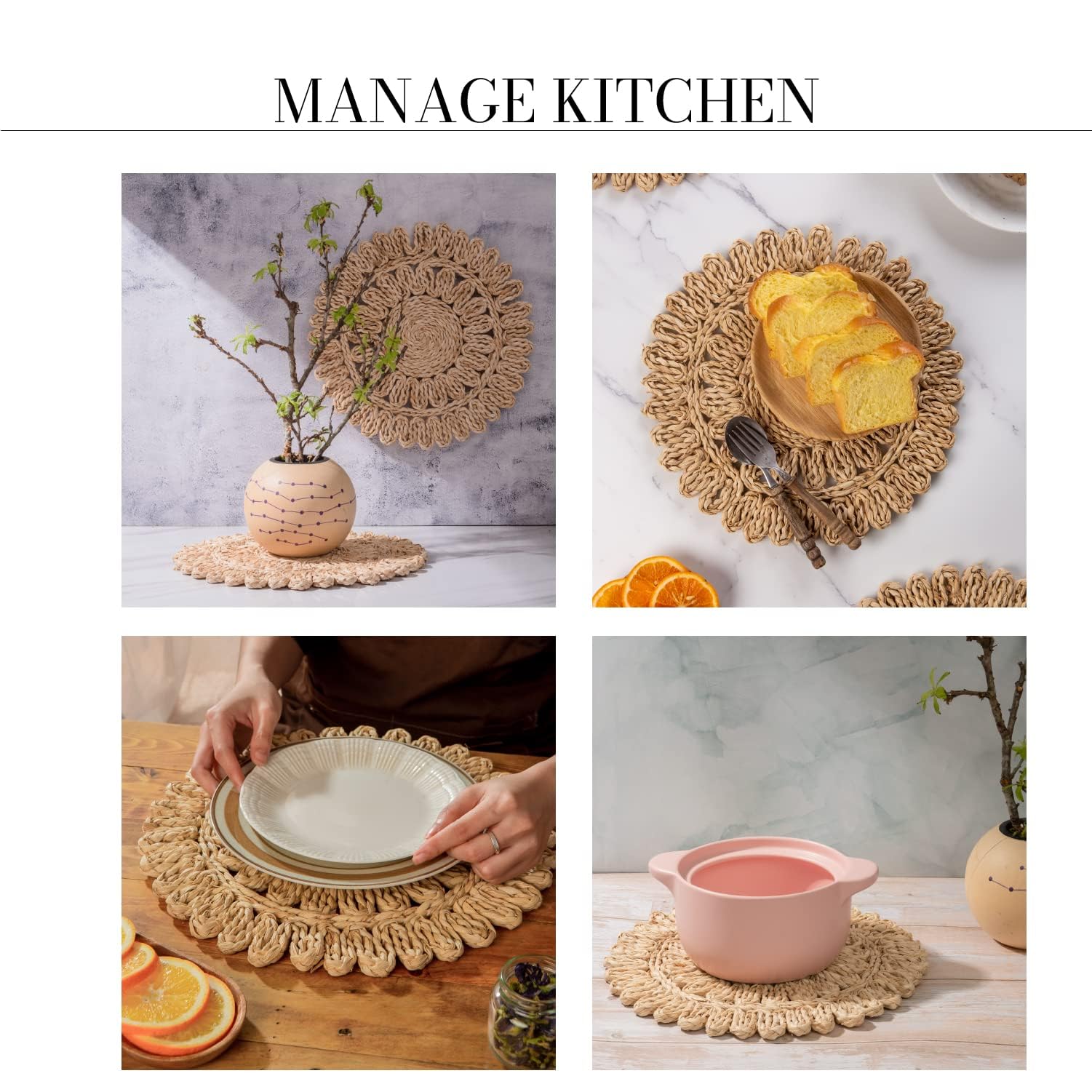 Laquedecraft placemats on charger plate, ready for rustic dinnerware.