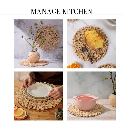 Laquedecraft placemats on charger plate, ready for rustic dinnerware.