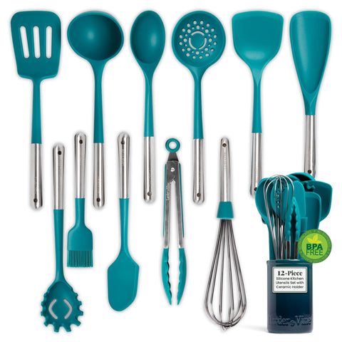 Larder & Vine 12-piece silicone utensils set displayed together for everyday cooking
