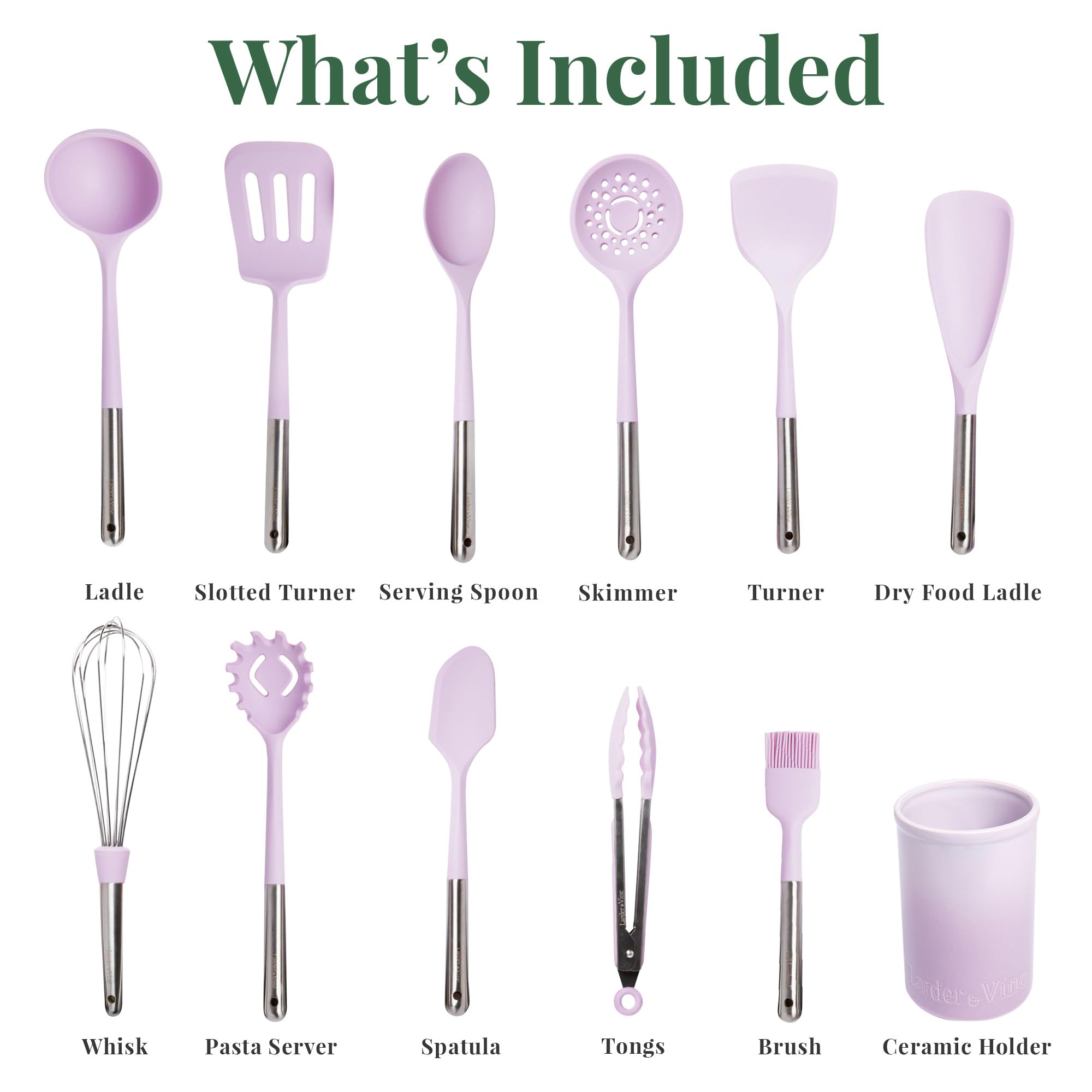 Larder and Vine lavender silicone serving spoon ready for easy scooping.