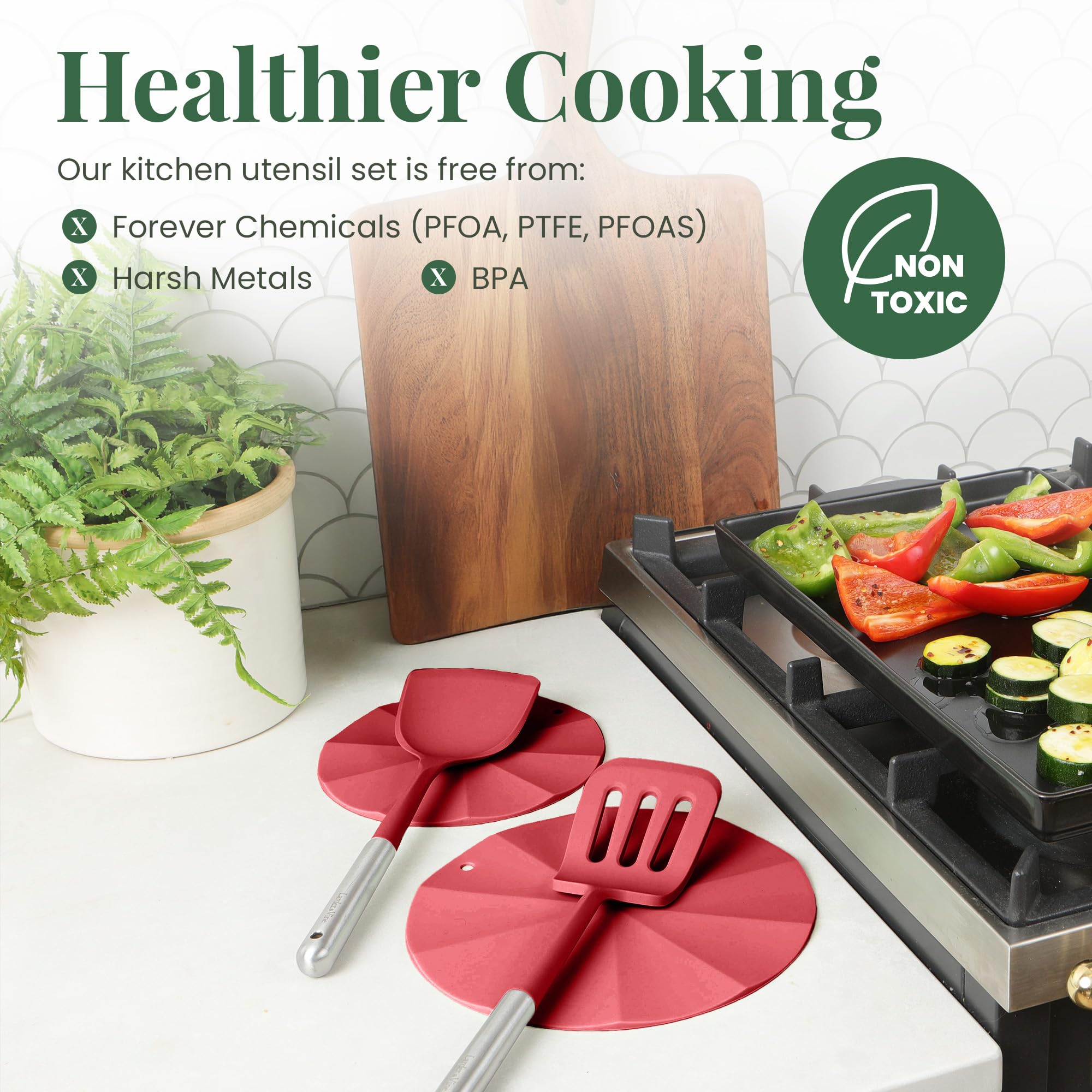 Larder & Vine spatula and turner with high-heat resilient silicone.