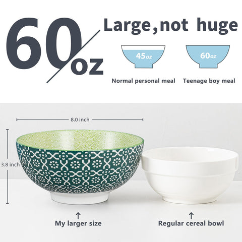 Lareina 60oz ceramic bowls offer generous servings and sharing.