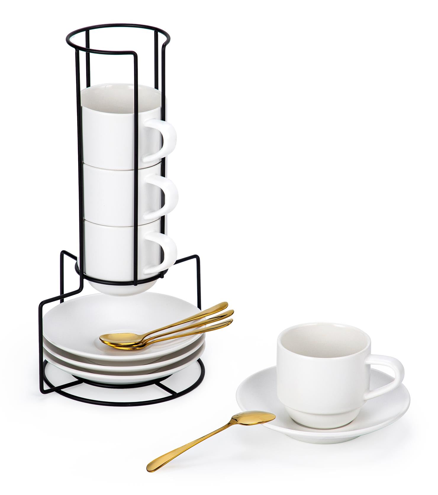 Lareina 8oz cappuccino cups with matte porcelain finish, ideal for daily home coffee rituals.